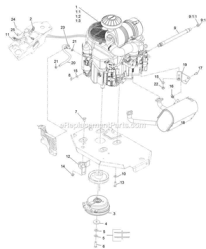 Engine Assembly Diagram and Parts List for (404314159-406294344)(2019) Exmark Lawn Mower