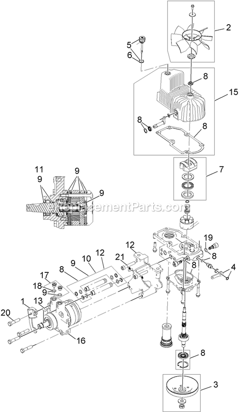 Lh Hydro Assembly Diagram and Parts List for (312000000-312999999)(2012) Exmark Lawn Mower