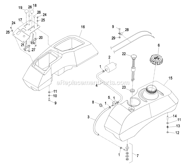 Fuel Group (2) Diagram and Parts List for (440000-509999)(2004) Exmark Lawn Mower