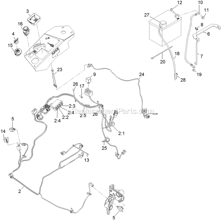 Electrical Assembly Diagram and Parts List for (312000000-312999999)(2012) Exmark Lawn Mower