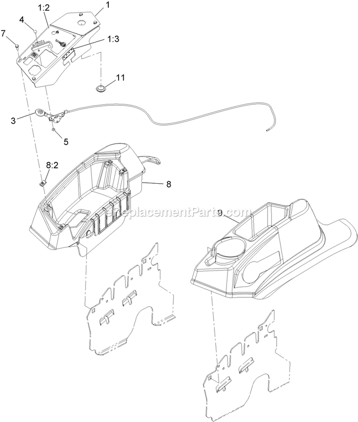 Controls Assembly Diagram and Parts List for (920000-999999)(2011) Exmark Lawn Mower