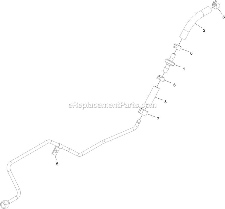 Right Fuel Line Assembly Diagram and Parts List for (404314159-406294344)(2019) Exmark Lawn Mower