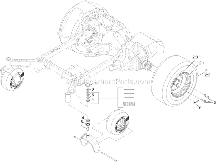 Drive Wheel Assembly Diagram and Parts List for (404314159-406294344)(2019) Exmark Lawn Mower