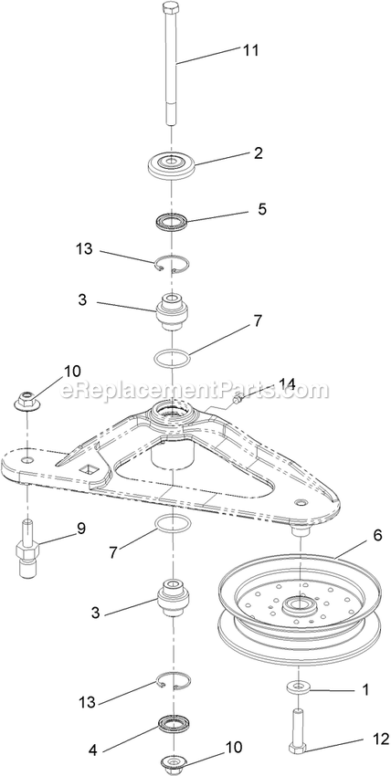 Deck Idler Assembly Diagram and Parts List for (920000-999999)(2011) Exmark Lawn Mower