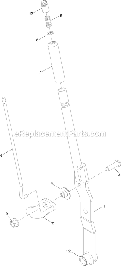 Height Of Cut Lever Assembly Diagram and Parts List for (406294345-408644345)(2020) Exmark Lawn Mower