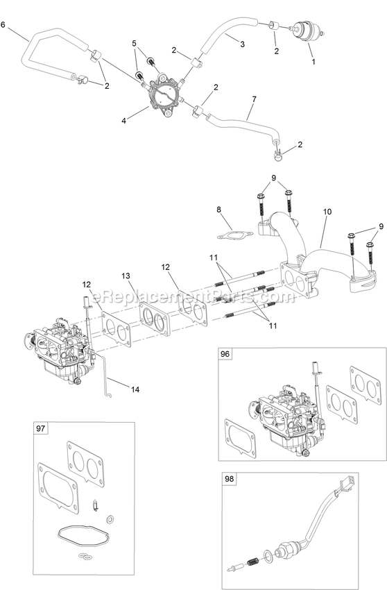 Fuel System Assembly Engine Assembly Diagram and Parts List for (315000000-315999999)(2015) Exmark Lawn Mower