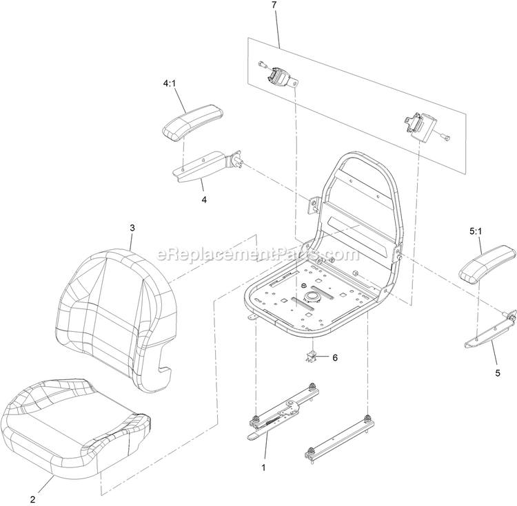 Seat Assembly (2) Diagram and Parts List for (411294212-999999999)(2022) Exmark Lawn Mower