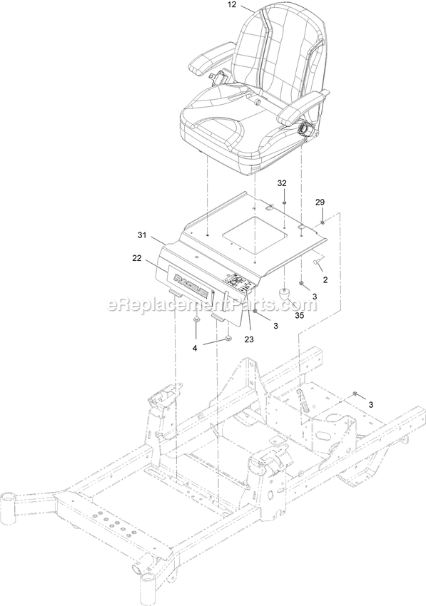Seat Assembly (1) Diagram and Parts List for (411294212-999999999)(2022) Exmark Lawn Mower