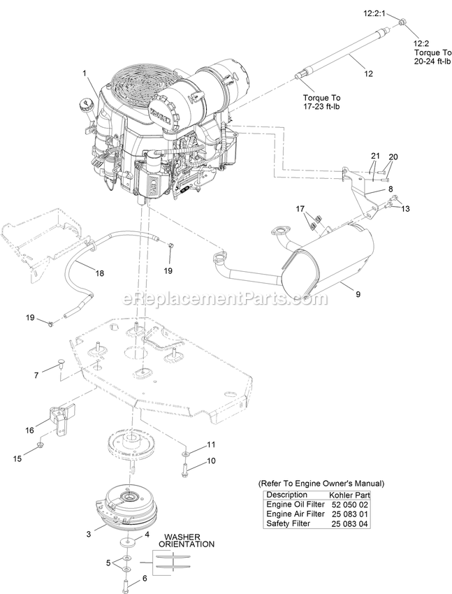 Engine Assembly Diagram and Parts List for (316000000-399999999)(2016) Exmark Lawn Mower