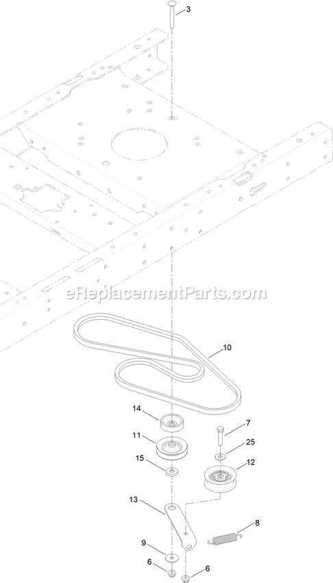 Belt And Idler Assembly Diagram and Parts List for (315000000-315999999)(2015) Exmark Lawn Mower