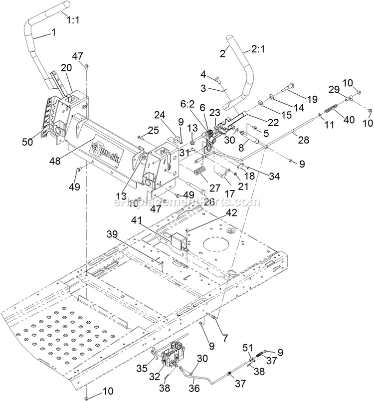 Motion Control Assembly Diagram and Parts List for (312000000-312999999)(2012) Exmark Lawn Mower