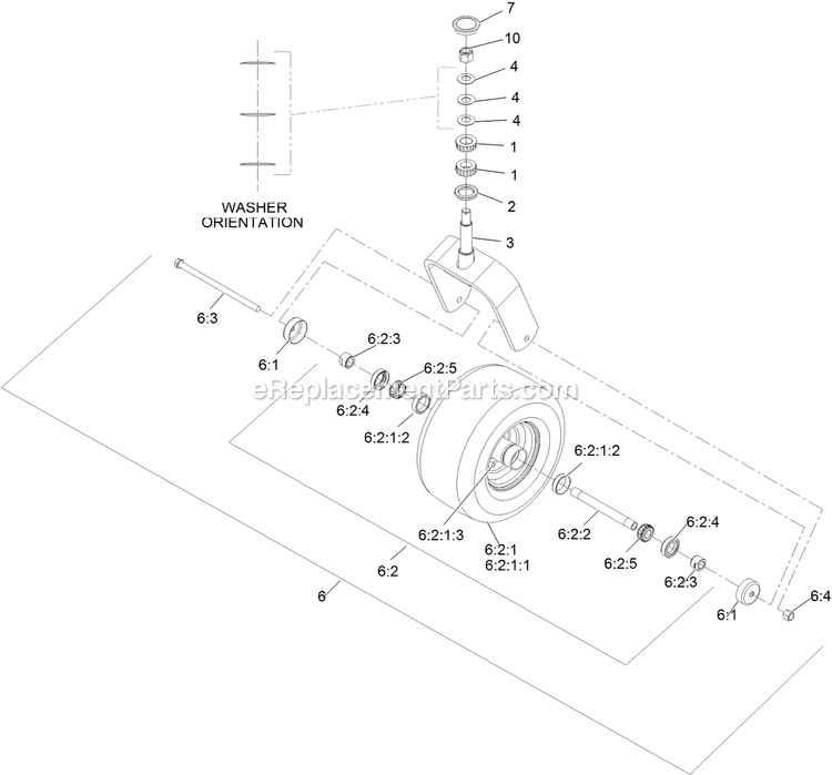 Caster Wheel Assembly Diagram and Parts List for (316000000-399999999)(2016) Exmark Lawn Mower
