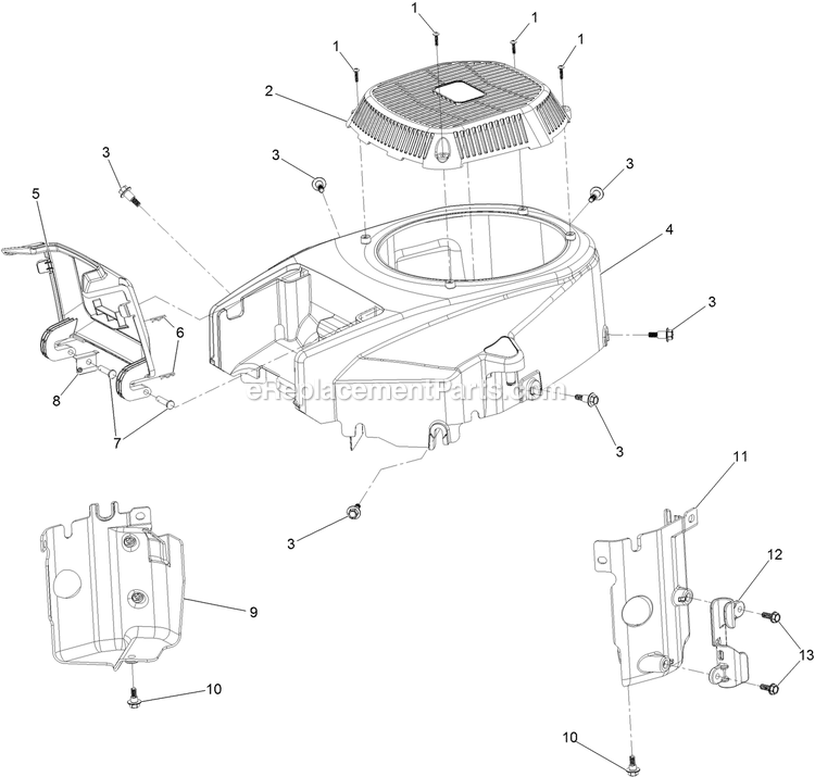 Blower Housing Assembly Diagram and Parts List for (406294345-408644345)(2020) Exmark Lawn Mower