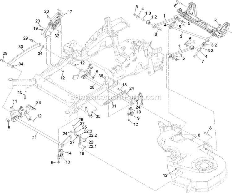 Deck Lift Assembly Diagram and Parts List for (316000000-399999999)(2016) Exmark Lawn Mower