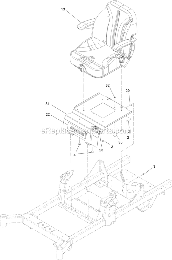 Seat Assembly (1) Diagram and Parts List for (408644346-411294211)(2021) Exmark Lawn Mower
