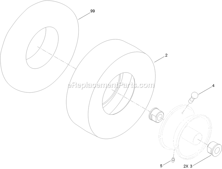 Tire And Wheel Assembly Diagram and Parts List for (402082300-404314158)(2018) Exmark Lawn Mower