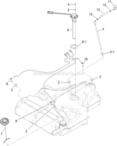 Fuel Tank Assembly Diagram and Parts List for (314000000-314999999)(2014) Exmark Lawn Mower