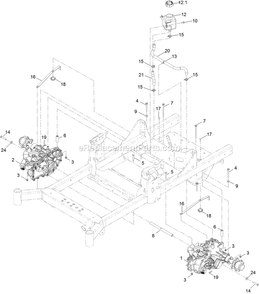 Transaxle Assembly Diagram and Parts List for (406294345-408644345)(2020) Exmark Lawn Mower