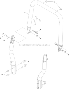 Roll-Over Protection System Assembly Diagram and Parts List for (406294345-408644345)(2020) Exmark Lawn Mower