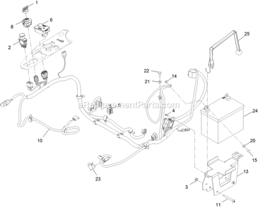 Electrical Assembly Diagram and Parts List for (406294345-408644345)(2020) Exmark Lawn Mower