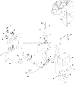 Electrical Assembly Diagram and Parts List for (406294345-408644345)(2020) Exmark Lawn Mower