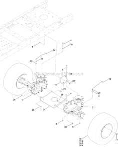 Hydro Transaxle Drive And Rear Wheel Assembly Diagram and Parts List for (315000000-315999999)(2015) Exmark Lawn Mower
