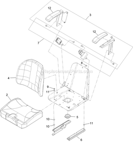 Seat With Tracks Assembly Diagram and Parts List for (920000-999999)(2011) Exmark Lawn Mower