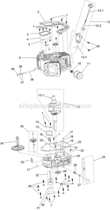 Crankcase And Crankshaft Assembly Diagram and Parts List for (400000000-402082299)(2017) Exmark Lawn Mower