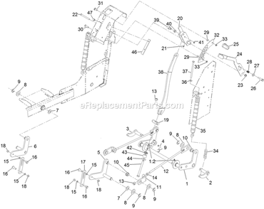 Deck Lift Assembly Diagram and Parts List for (312000000-312999999)(2012) Exmark Lawn Mower