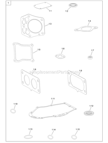 Gasket And Seal Kit Engine Assembly Diagram and Parts List for (316000000-399999999)(2016) Exmark Lawn Mower