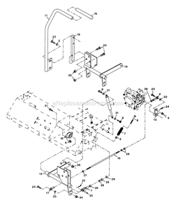 Motion Control Levers Diagram and Parts List for (115000-129999)(1996) Exmark Lawn Mower