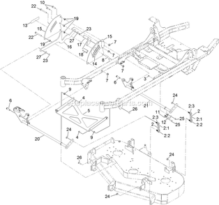 Deck Lift Assembly Diagram and Parts List for (312000000-312999999)(2012) Exmark Lawn Mower