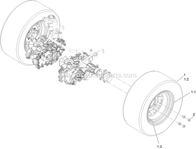Rear Wheel Assembly Diagram and Parts List for (411294212-999999999)(2022) Exmark Lawn Mower
