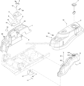 Controls And Fuel Tank Assembly Diagram and Parts List for (315000000-315999999)(2015) Exmark Lawn Mower