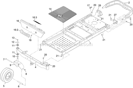 Main Frame And Front Axle Assembly Diagram and Parts List for (312000000-312999999)(2012) Exmark Lawn Mower