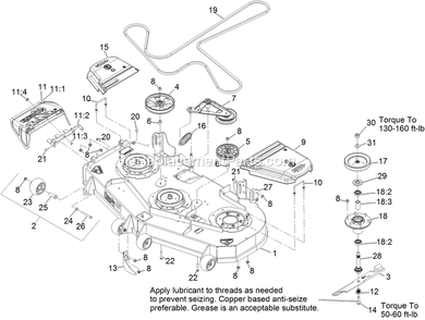 Deck Assembly Diagram and Parts List for (314000000-314999999)(2014) Exmark Lawn Mower