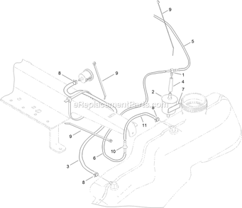 Fuel Delivery Assembly Diagram and Parts List for (920000-999999)(2011) Exmark Lawn Mower
