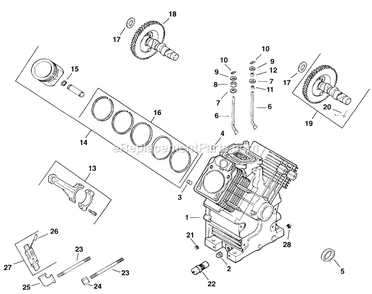 Crankcase Diagram and Parts List for (130000-149999)(1997) Exmark Lawn Mower