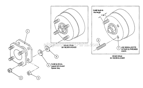 Wheel Extension Kit Diagram and Parts List for (190000-219999)(1999) Exmark Lawn Mower