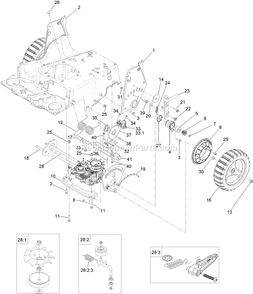 Transmission And Wheel Assembly Diagram and Parts List for (408644346-411294211)(2021) Exmark Lawn Mower