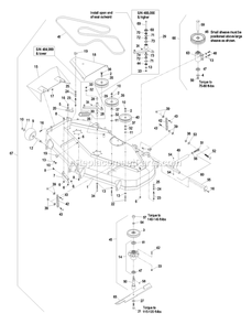 Deck Group (1) Diagram and Parts List for (440000-509999)(2004) Exmark Lawn Mower