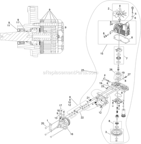 Rh Hydro Assembly Diagram and Parts List for (406294345-408644345)(2020) Exmark Lawn Mower