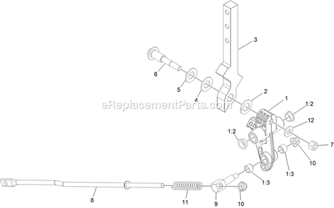 Lh And Rh Control Arm Assembly Diagram and Parts List for (408644346-411294211)(2021) Exmark Lawn Mower