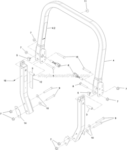Roll Over Protection System Diagram and Parts List for (408644346-411294211)(2021) Exmark Lawn Mower