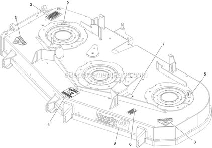 Deck With Decals Assembly Diagram and Parts List for (312000000-312999999)(2012) Exmark Lawn Mower
