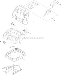 Seat Assembly (2) Diagram and Parts List for (408644346-411294211)(2021) Exmark Lawn Mower