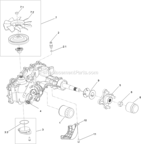 Lh Transaxle Assembly Diagram and Parts List for (408644346-411294211)(2021) Exmark Lawn Mower