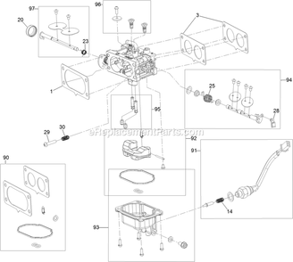 Carburetor Assembly Diagram and Parts List for (406294345-408644345)(2020) Exmark Lawn Mower