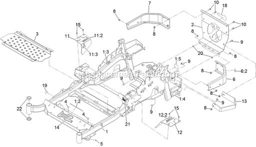 Main Frame Assembly Diagram and Parts List for (315000000-315999999)(2015) Exmark Lawn Mower