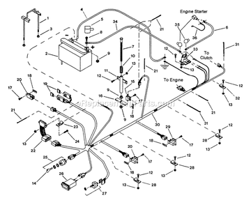 Electrical Group Diagram and Parts List for (115000-129999)(1996) Exmark Lawn Mower